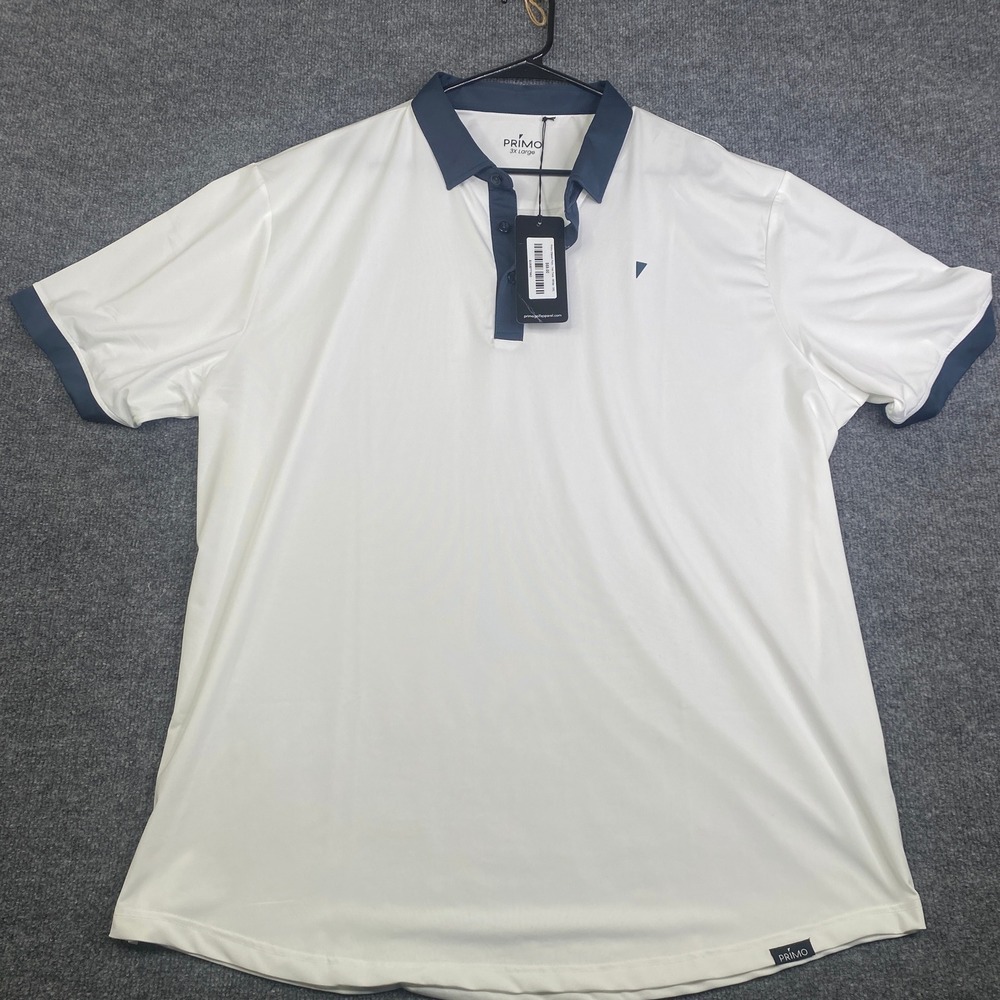 Primo Classic Polo Two Tone White Navy Blue Golf Shirt Mens 3XL NEW